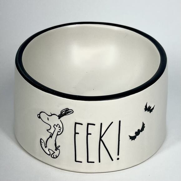 Rae Dunn Other - Peanuts X Rae Dunn Snoopy EEK! Halloween Dog Pet Food Raised Bowl 6x3.5” Ceramic